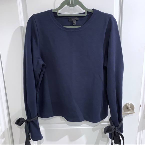 J.crew navy sweatshirt with cuff-tie - Picture 1 of 2